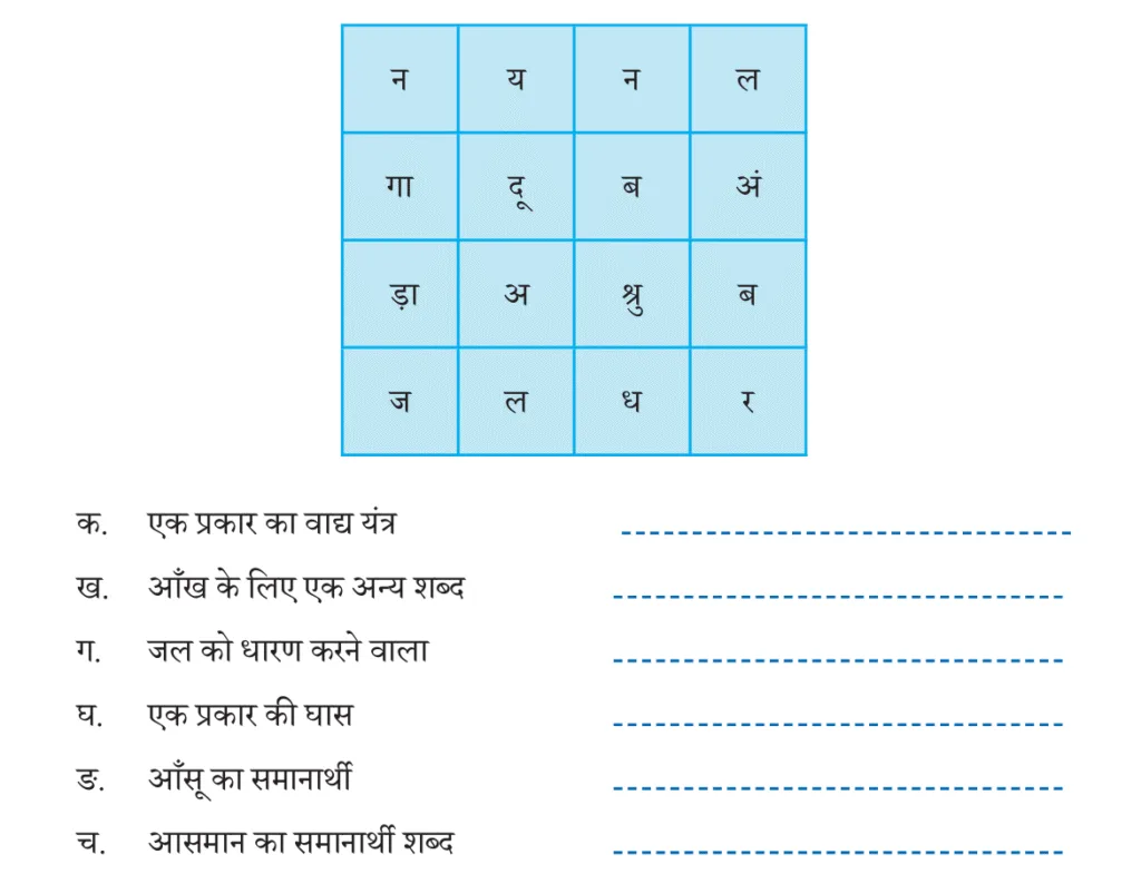 shabd paheli, pahli boond poem class 6 Hindi book malhar