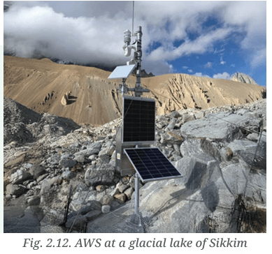 Class 7 NCERT Social Science Chapter 2 - Fig. 2.12. AWS at a glacial lake of Sikkim